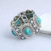 Ethnic Style New Boho Silver Tone Turquoise Nepal Tribal Wide Cuff Bracelet