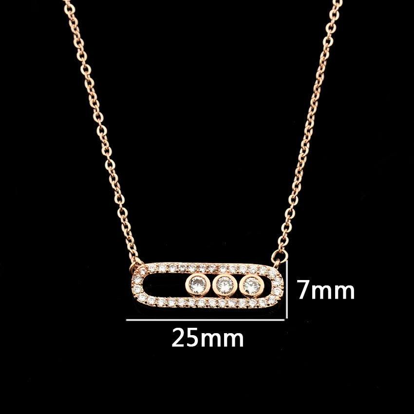 Arab Style Crystal Bead Pendant Necklace For Women Dainty Wedding Stainless Steel Jewelry Gold Color 3 Dot On Oval Necklaces