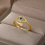 Load image into Gallery viewer, Lucky Turkish Blue Evil Eye Rings For Women Open Adjustable Stainless Steel Ring 2024 Trend Wedding Band Couple Jewelry Gift
