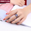 Oval Rainbow Stone Ring Sets For Women Zirconia Wedding Jewlery Silver Color Fashion Jewelry Party Top Quality Wholesale DD046