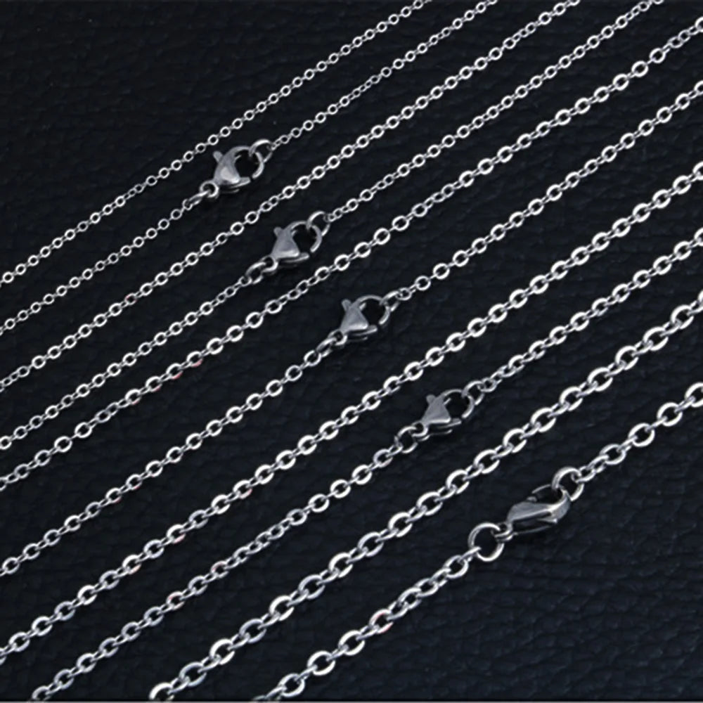 Wholesale 10pcs/lot width 1.2mm-4mm Stainless Steel Tiny O type Chain DIY Necklaces Jewelry Making 40cm -90cm