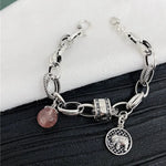 Load image into Gallery viewer, New Arrival 100% 925 Sterling Silver Elegant Elephant Animal Tag Strawberry Quartz Lady Charm Bracelets Jewelry For Women Gifts
