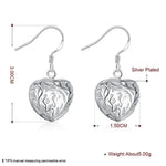 Load image into Gallery viewer, DOTEFFIL 925 Sterling Silver Hollow Heart Ball Drop Earrings For Woman Wedding Engagement Party Fashion Charm Jewelry
