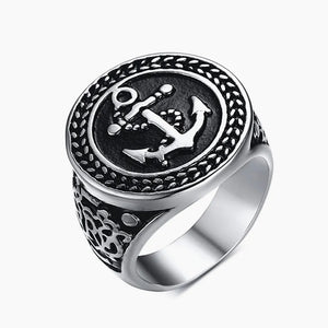 Vintage anchor carving rings for men titanium stainless steel punk cool jewlery gothic party fashion accessories sizes8,9,10-12