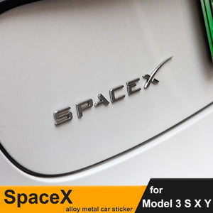 Car 3D Zinc Alloy Rear Sticker SpaceX Dual Motor Stickers for Tesla Model 3 S X Y Pegatinas Decals Accessories Original Design
