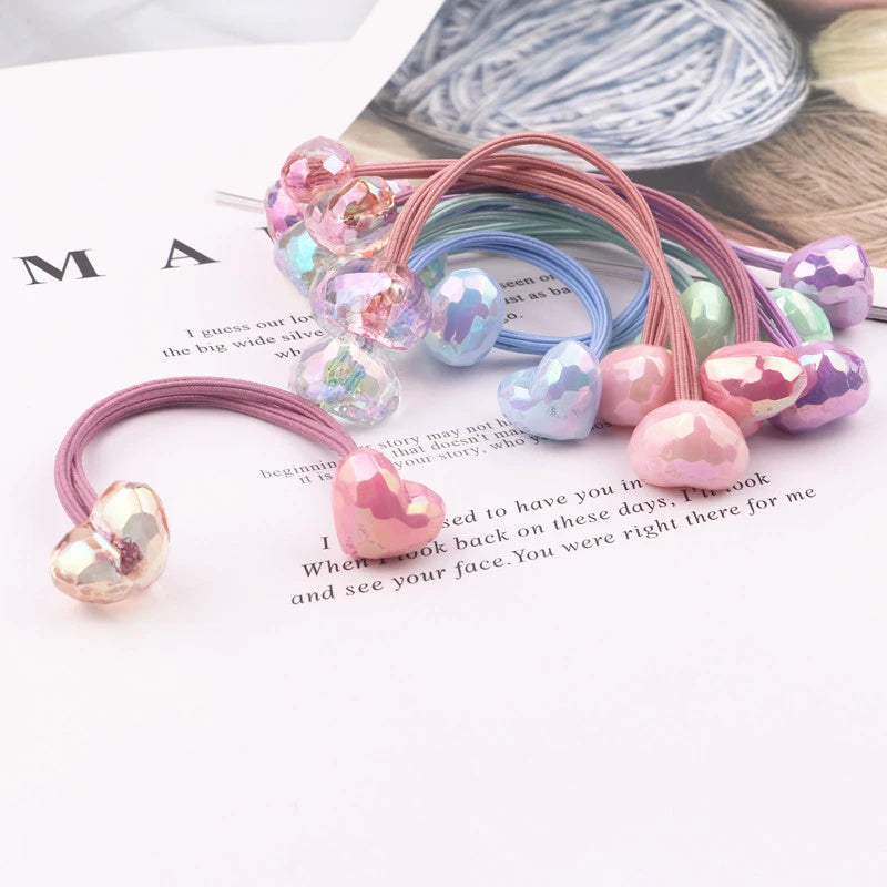 2PCS New Cute Princess Seven Color Double Head Headwear Kids Elastic Hair Bands Children Ropes Girls Accessories Baby Headdress