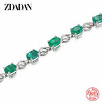 Load image into Gallery viewer, ZDADAN 925 Sterling Silver Emerald Bracelet Chain For Women Fashion Jewelry Accessories
