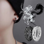 Load image into Gallery viewer, 1 Pair Punk Hollow Dragon Carved Ear Buckle Earrings For Men/Women Black Color Hip Hop Street Popular Fashion Cool Ear Jewelry
