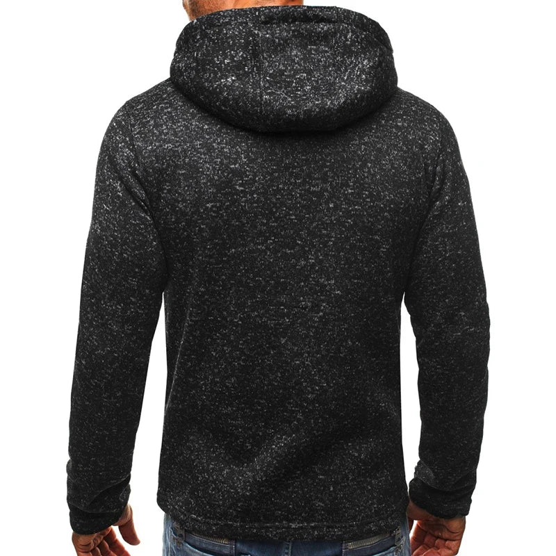 Men's Full Zip Hoodie Solid Color Zipper Hooded Daily Fitness Basic Thin Fleece Hoodies Sweatshirts Long Sleeve Blue Gray Black