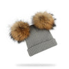 Winter Kids Natural Raccoon Fur Double Pompon Hat And Scarf For Girls Baby Cap With Genuine Pompom Children's Accessories Bonnet