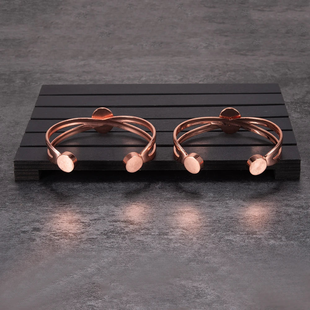 Pure Copper Bracelets for Women Blue Stone Adjustable Open Cuff Magnet Bangles Arthritis Health Energy Jewelry Femme Resizable