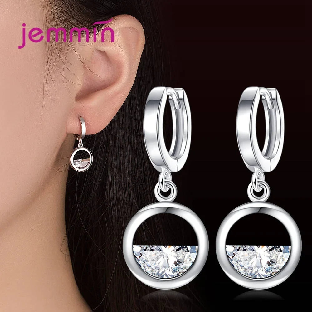 Classic Women's Wedding Jewelry Set 925 Sterling Silver  Fine CZ Crystal Necklace Earrings Accessory Gift Dropshipping