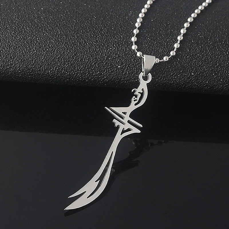 Muslim Zulfiqar Imam Ali Sword Necklaces Stainless Steel Pendant Necklace for Women Men Religious Jewlery Gift