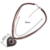 Heart Shape Vintage Carved Edelweiss Pendant Necklace Women Multicolor Rhinestone Ribbon Rope Necklace Oktoberfest Jewelry