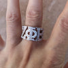 Topvekso Greece Top quality Cubic zirconia silver plated  Sorority Greek   letter Finger Ring  Jewelry