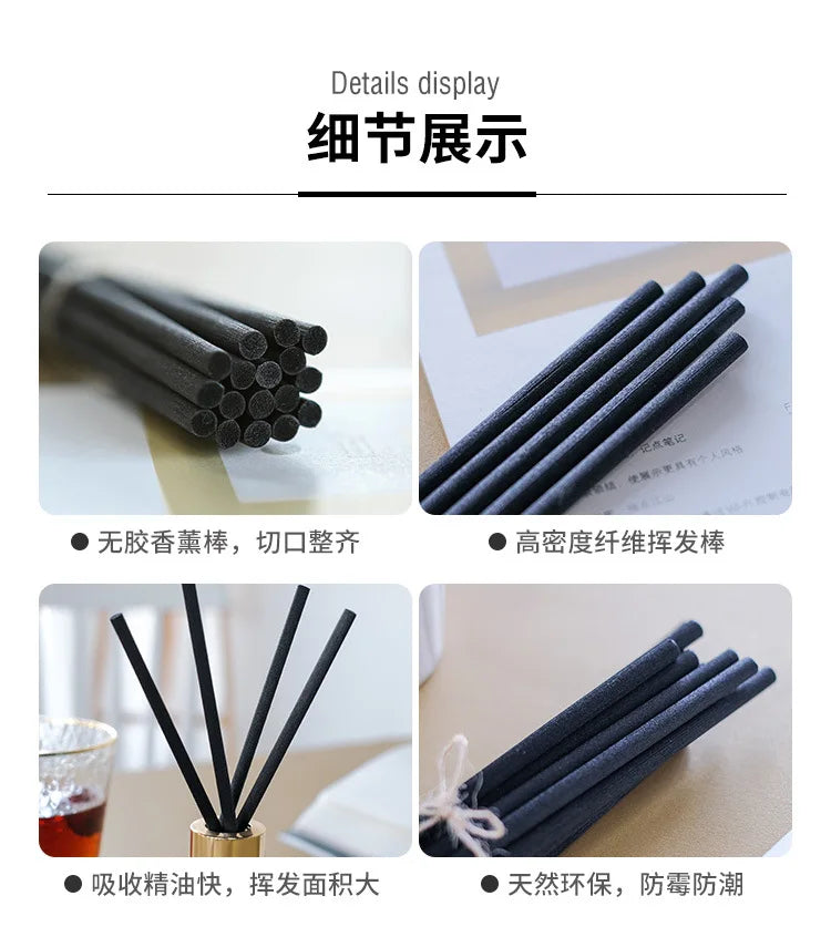 50pcs 3mm/4mm/5mm Fragrance Oil Sticks Reed Diffuser Aromatherapy Diffuser Replacement Sticks Perfume Rods Fiber Rattan Sticks