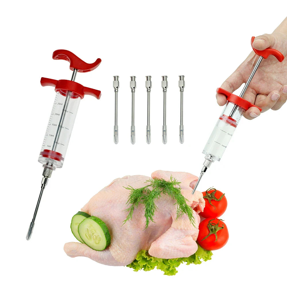 BBQ Meat Syringe Marinade Injector with Stainless Steel Needles Turkey Chicken Syringe Sauce  Injection Kitchen Tools Accessorie