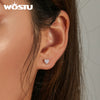 WOSTU 925 Sterling Silver Simple Heart Love Shining Zircon Stud Earrings For Women Fashion Party Jewelry CQE1298