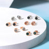 Classic Modern Cubic Zirconia Stud Earrings For Women Simple Rose Gold Color Women's Earing Accessories Fashion Jewelry E270