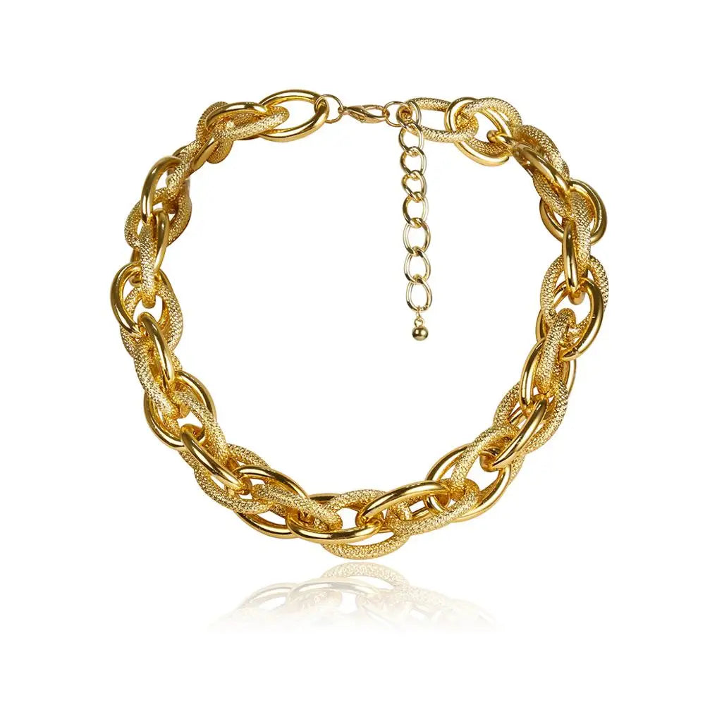 Lacteo Punk Hip Hop Gold Color Choker Necklace