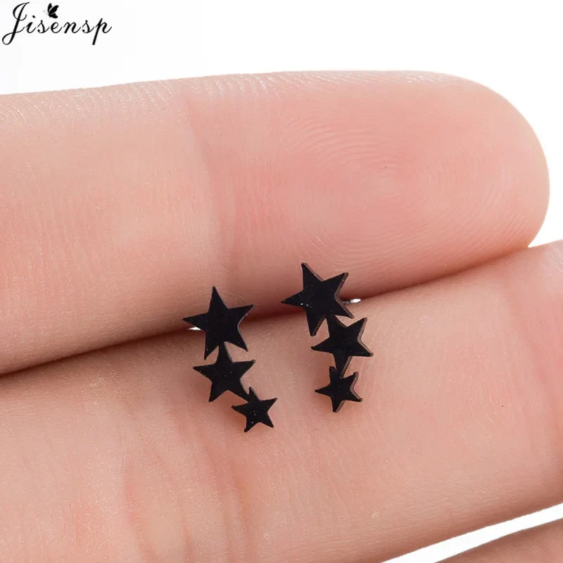 Jisensp Vintage Earings Geometric Triangles Hexagon Round Earrings for Women Fashion Jewlery Love Heart Stud Earrings Bijoux