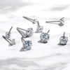 Stainless Steel Gold/Silver Color Earrings 4-8mm Six Claws Zirconia Crystal Stud Earrings For Women Girl Wedding Jewelry