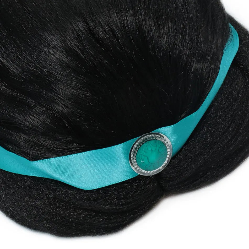 Girls Aladdin Princess Accessory Jasmine Party Tiara Crown Necklace Earrings Magic Lamp Synthetic Hair Kids Jasmine Dress up Wig