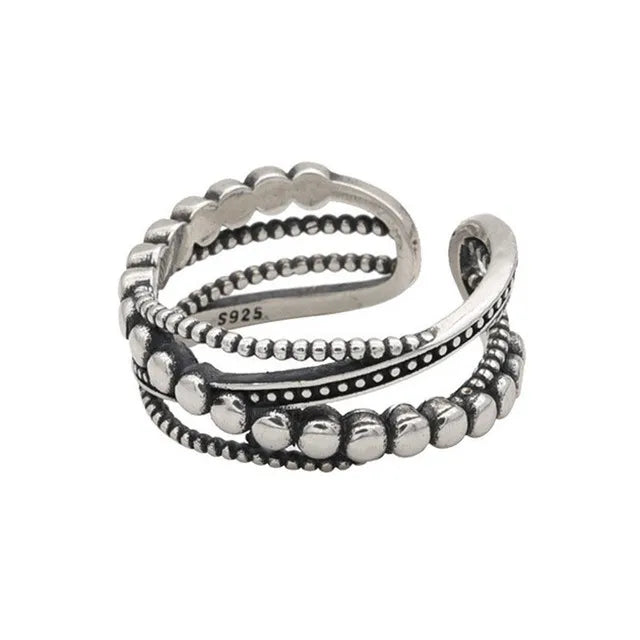 Vintage Punk 925 Sterling Silver Rings Fashion Simple Twist Weaving Multilayer Geometric Party Jewelry Gifts for Women