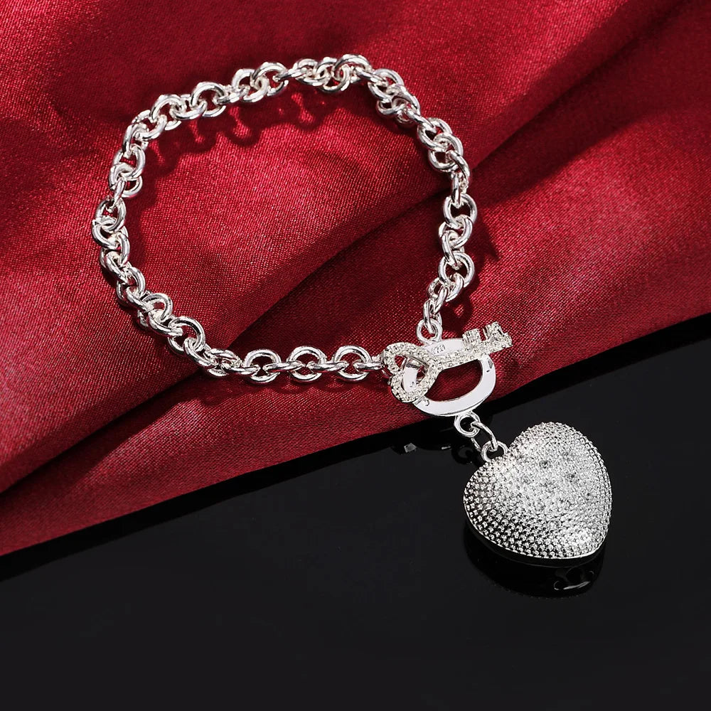 New in 925 Sterling Silver Heart Bracelet For Women LuxuryDesigner Jewelry Accessories Wholesale  GaaBou Jewellery