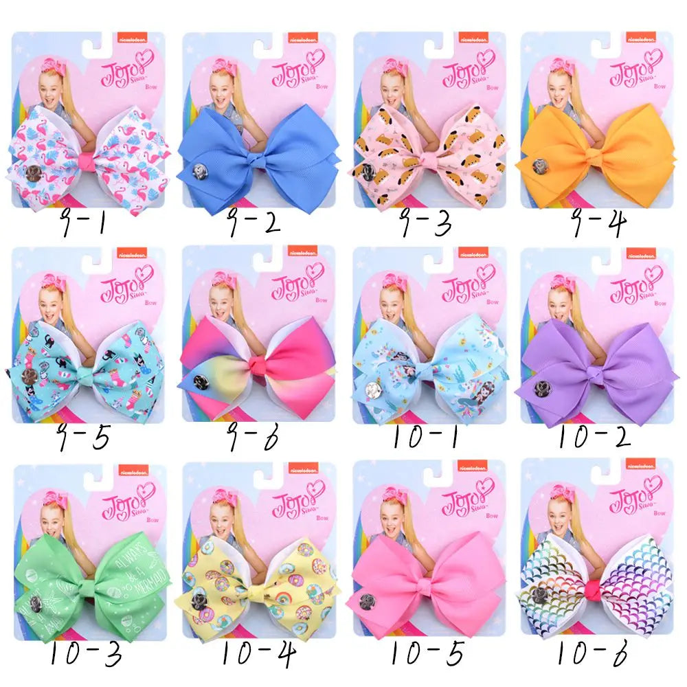 1 Pcs 4.5" jojo clip JoJo Bows Jojo Siwa Rainbow Printed Knot Ribbon Bow Hair Clip Children Hair Accessories  972-J