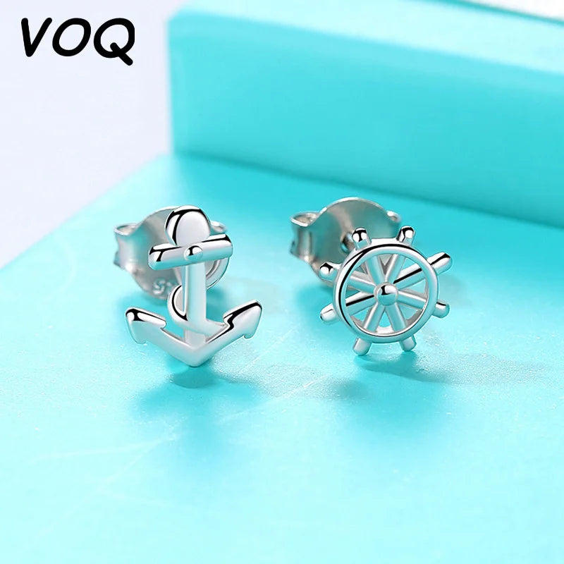 VOQ New rudder and anchor earrings women's simple and popular geometric asymmetric earrings for women and men's jewelry