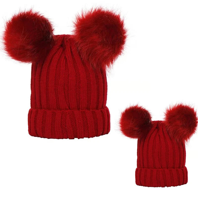 Mother Kids Winter Hats for Baby Girl Boy Bobble Hat Kids Cap for Children Pompom Baby Beanie Infant Bonnet Accessories 0-3Y