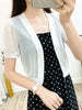 2022 Chiffon Shrug Women Casual Short Sleeve Light Crop Open Stitch Cardigan Short All-match Shawl Wrap 5XL