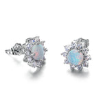 Load image into Gallery viewer, Fashion Women Earrings Vintage Round White Imitation Opal Stud Earrings For Women Accessories Charm Crystal Zircon Wedding Gift

