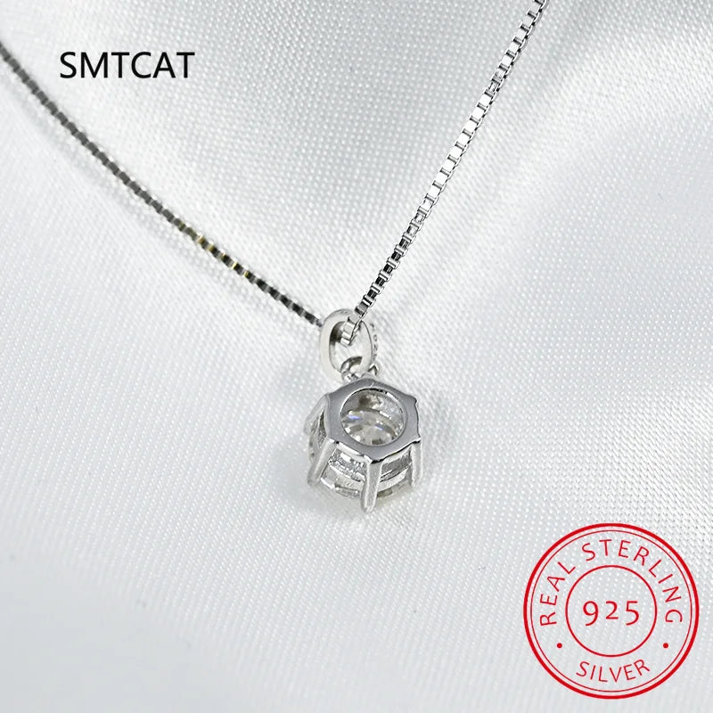 Real 1 Carat D Color Moissanite Bridal Pendant Necklace 100% 925 Sterling Silver Wedding Party Fine Jewelry Gift Wholesale