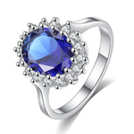Load image into Gallery viewer, Princess Diana William Kate Middleton's Created Blue Ring Charms Engagement Wedding Women Jewelry

