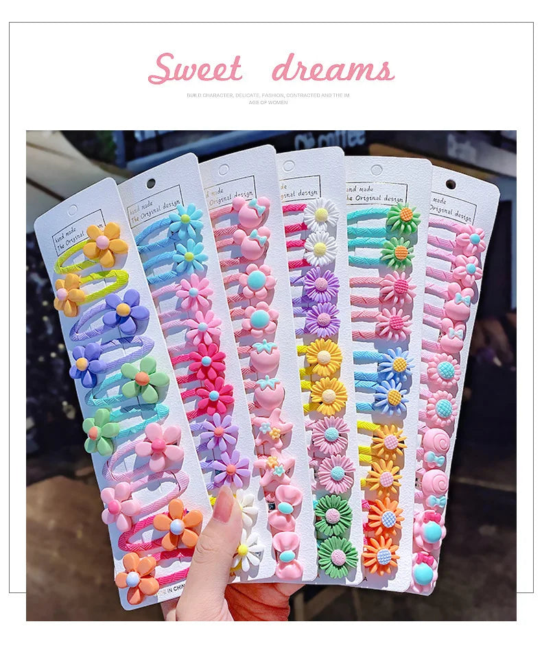 10PCS Girls Cute Cartoon Animal Fruit Hairpins Sweet Colorful Hair Clip Barrettes Headband For Children Kids Hair Accessories