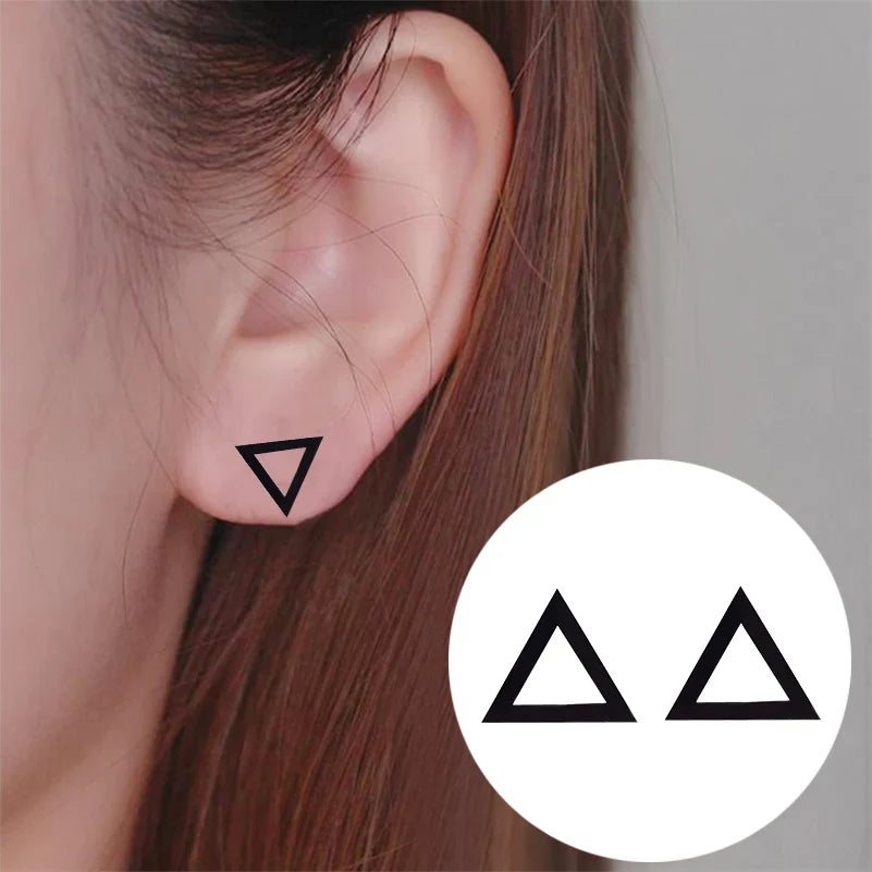 Jisensp Vintage Earings Geometric Triangles Hexagon Round Earrings for Women Fashion Jewlery Love Heart Stud Earrings Bijoux