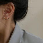 Load image into Gallery viewer, korean Simple Piercing Cross Flower Hoops huggie Earrings Rings Small Geometry Round Rhinestones Gold Color Hoop Earrings Gift
