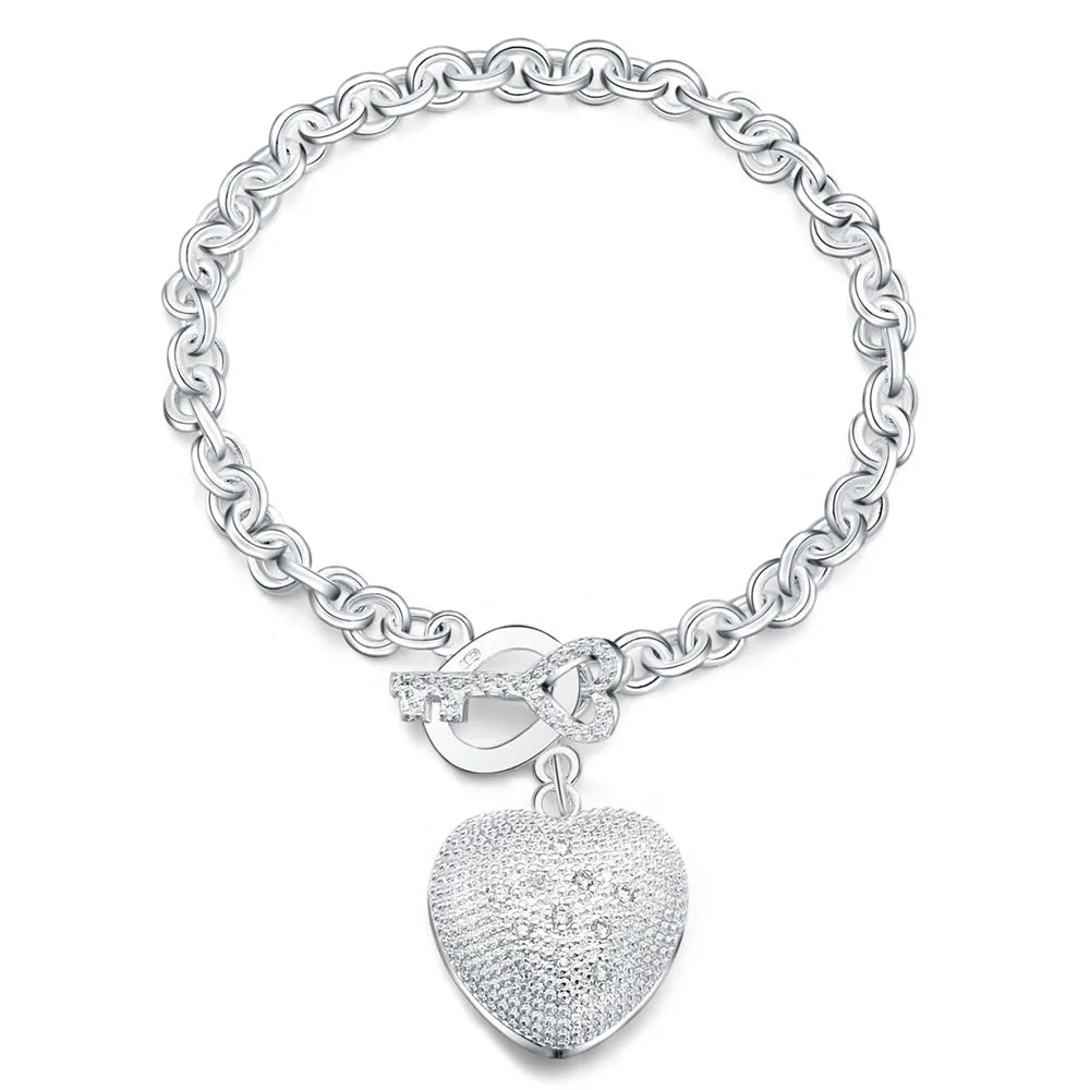 New in 925 Sterling Silver Heart Bracelet For Women LuxuryDesigner Jewelry Accessories Wholesale  GaaBou Jewellery