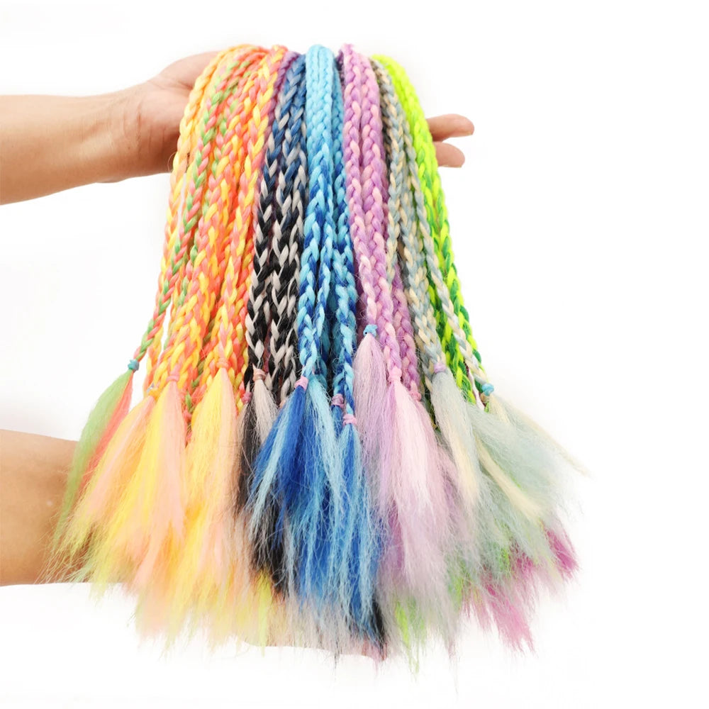 New Girls Thicker Wig Ponytail Hair Ropes Kids Twist Braid Rope Headdress Hair Braider Elastic Hair Band Rubber Hair Accessories