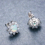 Load image into Gallery viewer, Fashion Women Earrings Vintage Round White Imitation Opal Stud Earrings For Women Accessories Charm Crystal Zircon Wedding Gift
