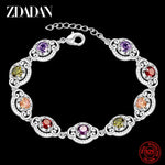 Load image into Gallery viewer, ZDADAN 925 Sterling Silver Fashion Crystal Charm Bracelet &amp; Bangle For Women Simple Adjustable Bracelets Jewelry Party Gifts

