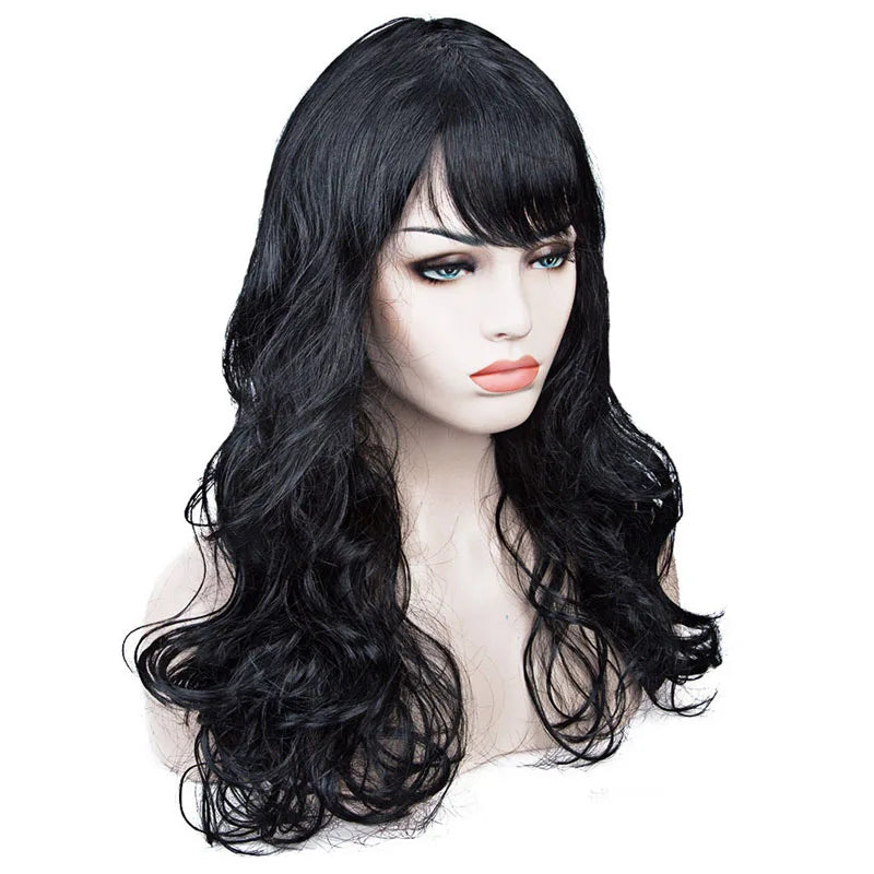 Women Lady Carnival Long Wave Curly Hair Wig Cosplay Dress Up Accessories European Amecian Roll Wigs Cap For Birthday Party