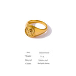 Load image into Gallery viewer, Yhpup Trendy Round Angel Ring for Women Stainless Steel Waterproof Charm Jewelry Statement Golden Metal Gala Gift Bijoux Ete
