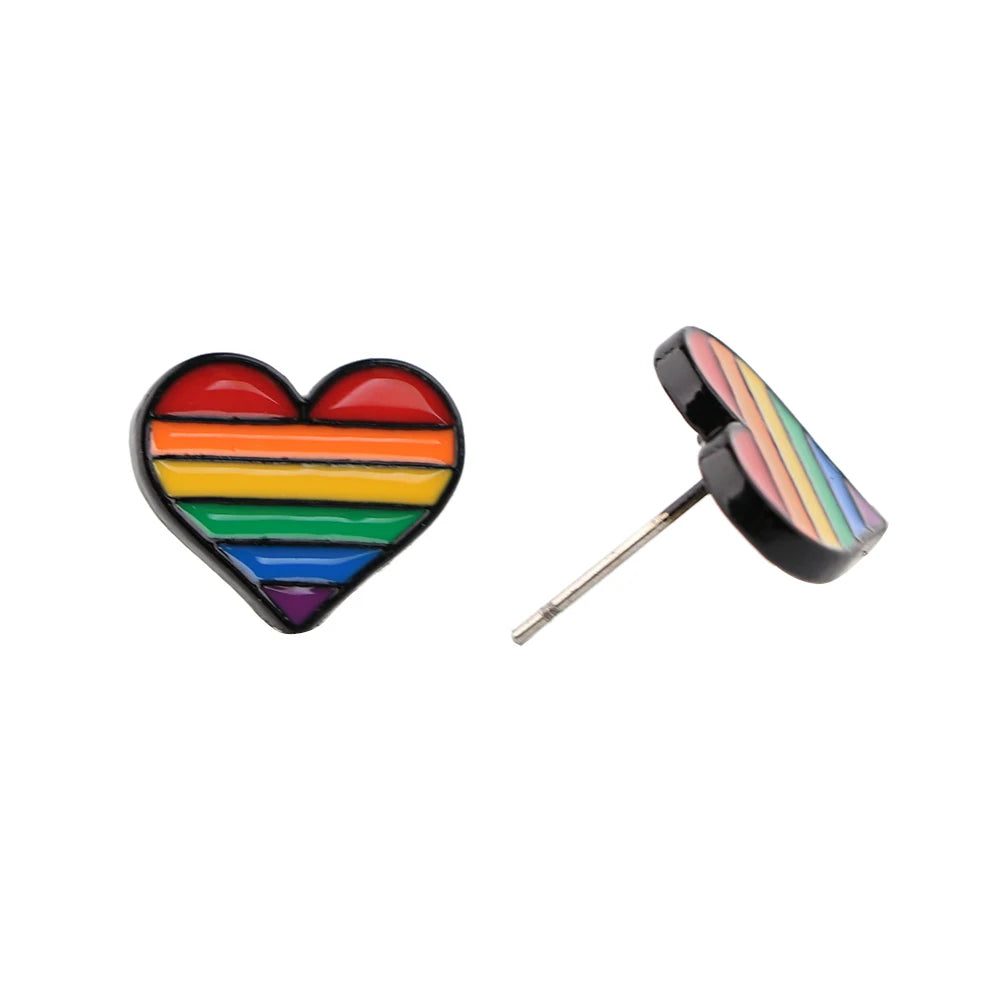 Rainbow Transgender Flag pride LGBT Lovers Heart Piercing Stud Earrings Jewelry For Women Men Gift Stainless Steel Earring