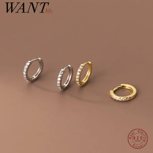 WANTME Silver Earrings for Women 925 Sterling Silver  8/9/10/11/12mm Hoop Earrings Fashion Simple Party Piercing Jewelry Female