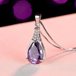 Load image into Gallery viewer, Buyee 925 Sterling Silver Pendant Chain Natural Amethyst Stone Necklace for Woman Girl Luxury Wedding Fine Jewelry Chain

