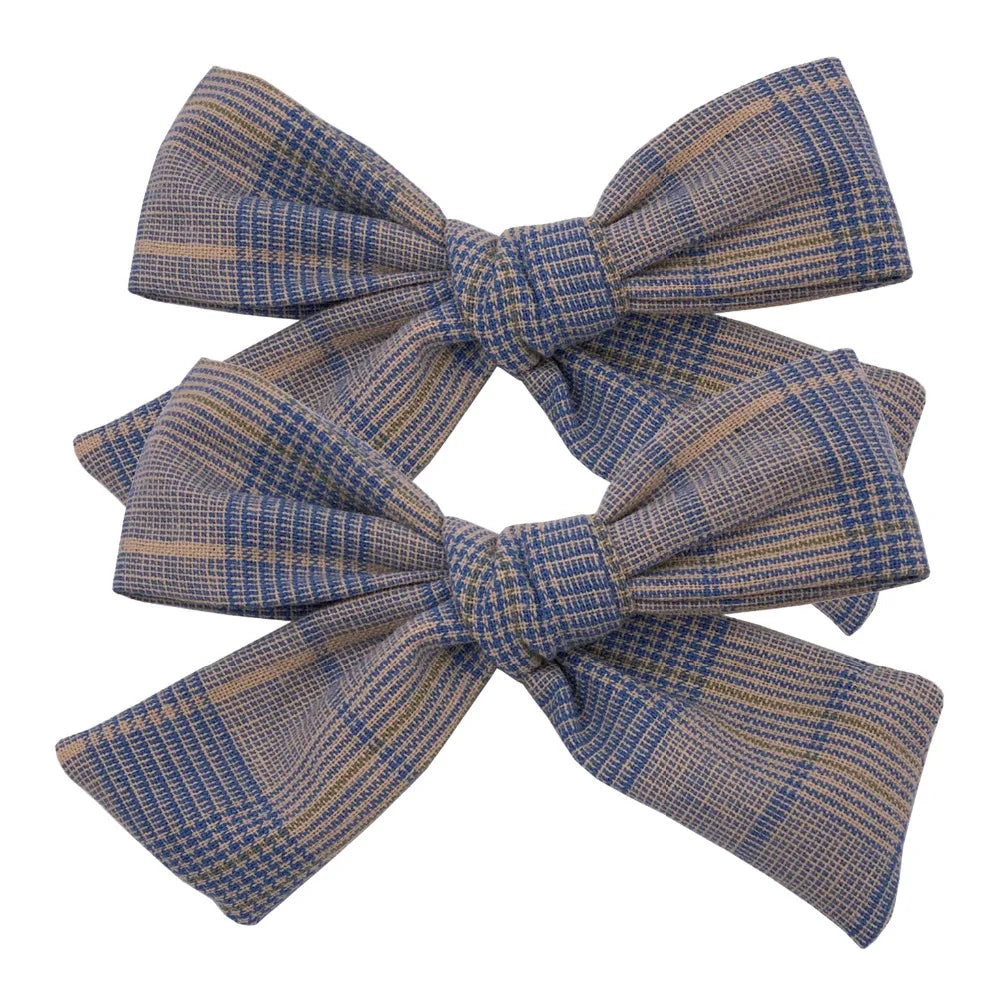 2 PCS 4 inches Plaid Festive Accessories Tartan Bow Hair Clips Scottish Bow Barrettes for Kids Baby Girls