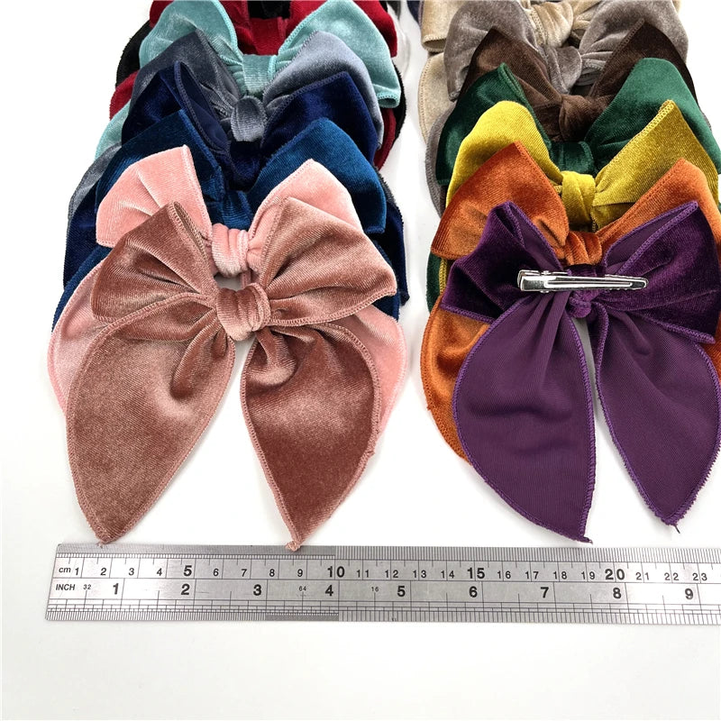 Velvet Fable Bow Hair Clips Baby Girls Women Large Sailor Bow Hair Accessories for Kids Christmas Hair Bow Barrettes